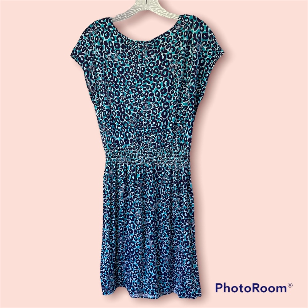 Lilly Pulitzer Blue and Green Leopard Print Dress